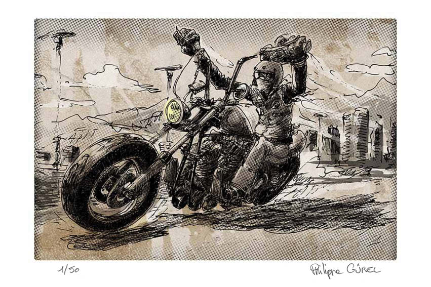 Bikerinzewind01_40x60cm